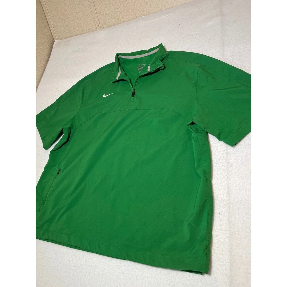 Nike Dri-Fit Mens XL Green Quarter Zip Short Sleeve Windbreaker Pullover Jacket